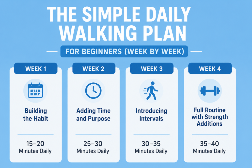 The Simple Daily Walking Plan for Beginners (Week by Week)