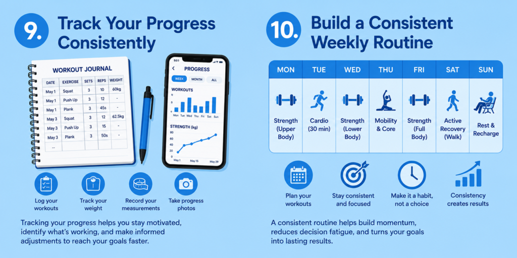 Track Your Progress Consistently
 Build a Consistent Weekly Routine