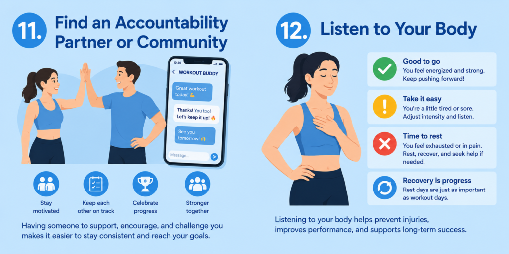 Find an Accountability Partner or Community
Listen to Your Body