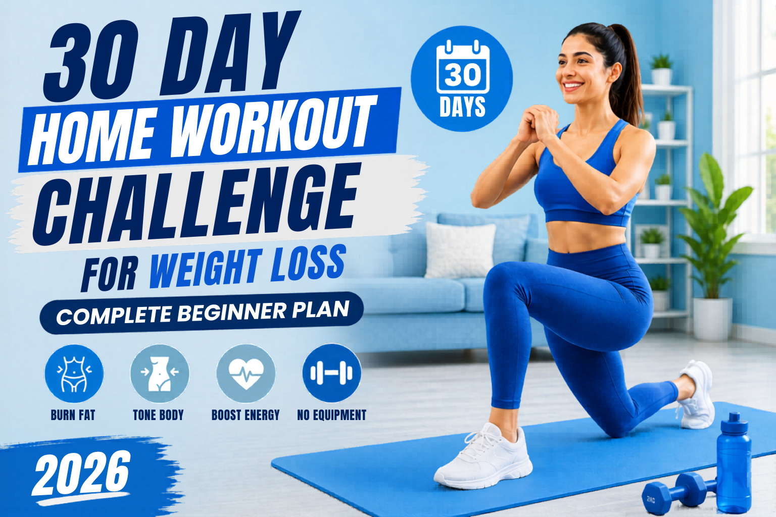 30 Day Home Workout Challenge for Weight Loss – Complete Beginner Plan (2026)