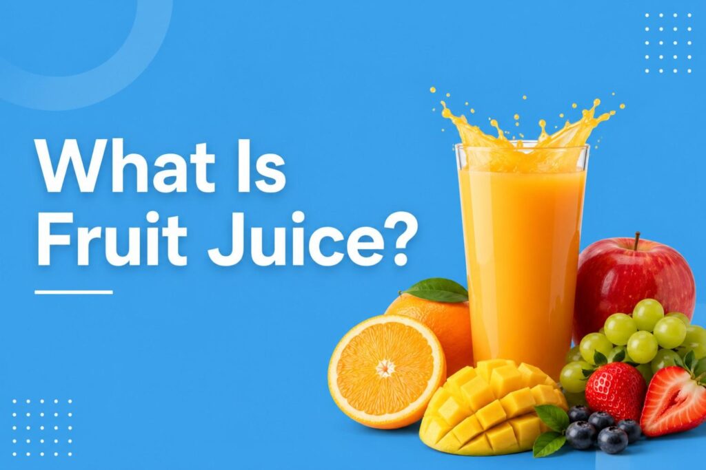 Glass of fresh fruit juice with mixed fruits.