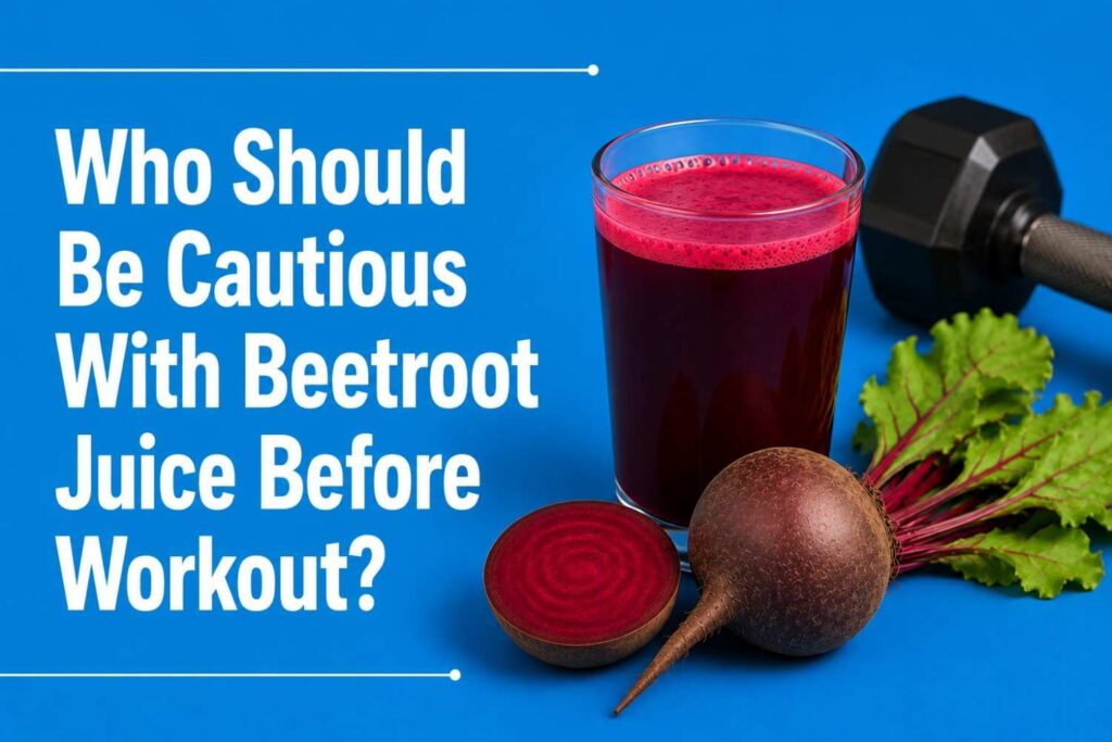 Beetroot juice before workout with fresh beetroots and a dumbbell.