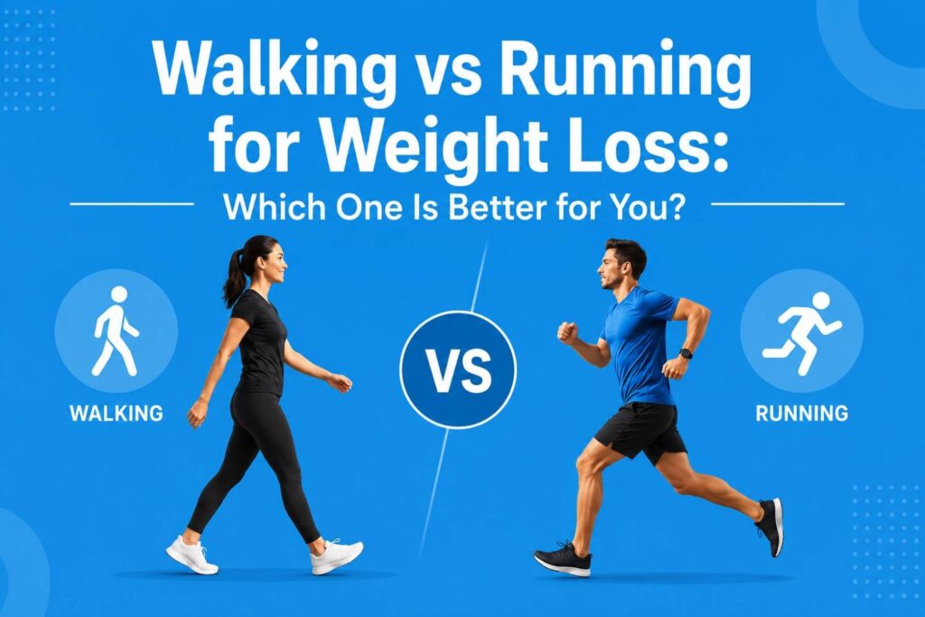 "Walking vs running for weight loss comparison illustration."